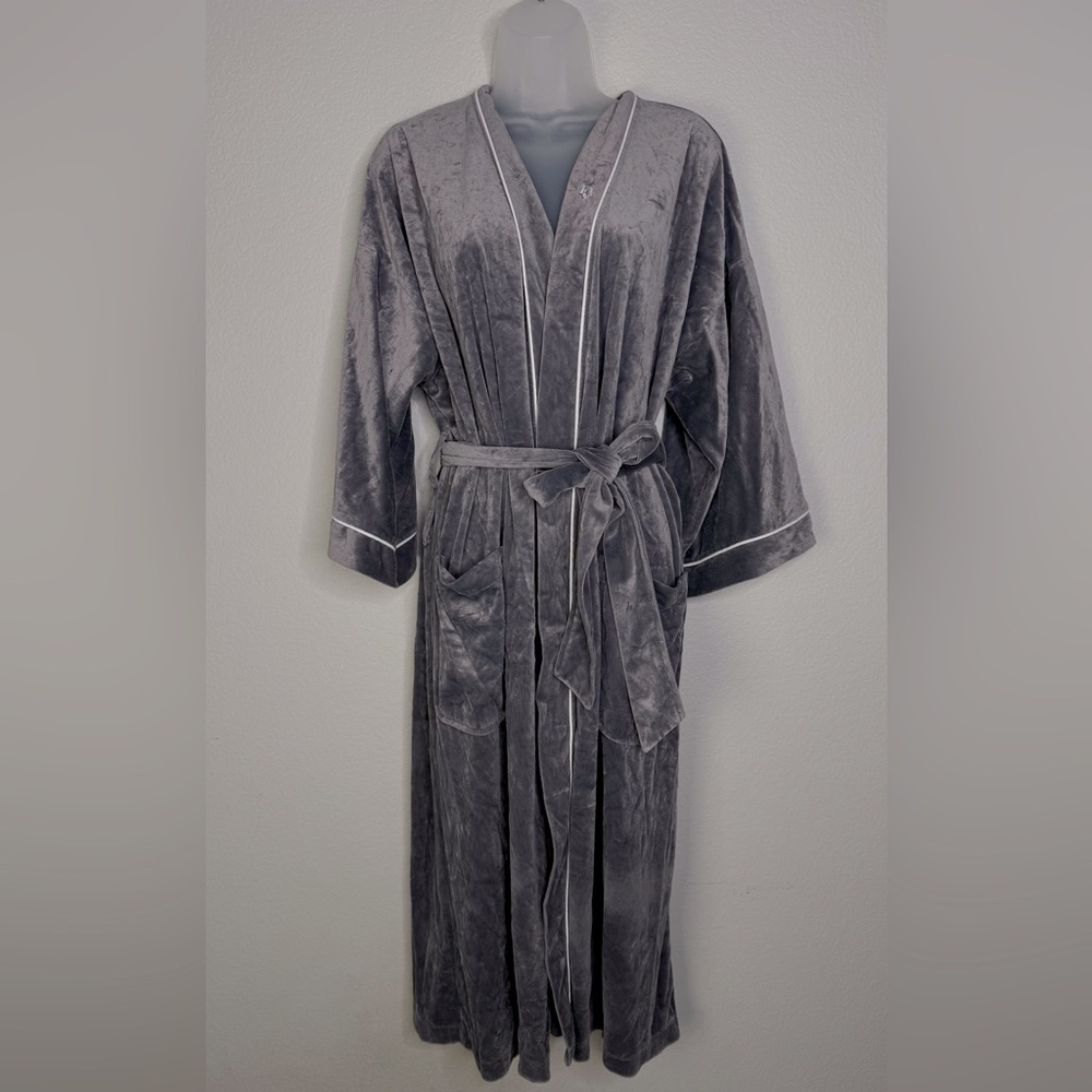 Vintage Christian Dior Monsieur Velvet Velour Robe w/‎ Embroidered Logo One Size
